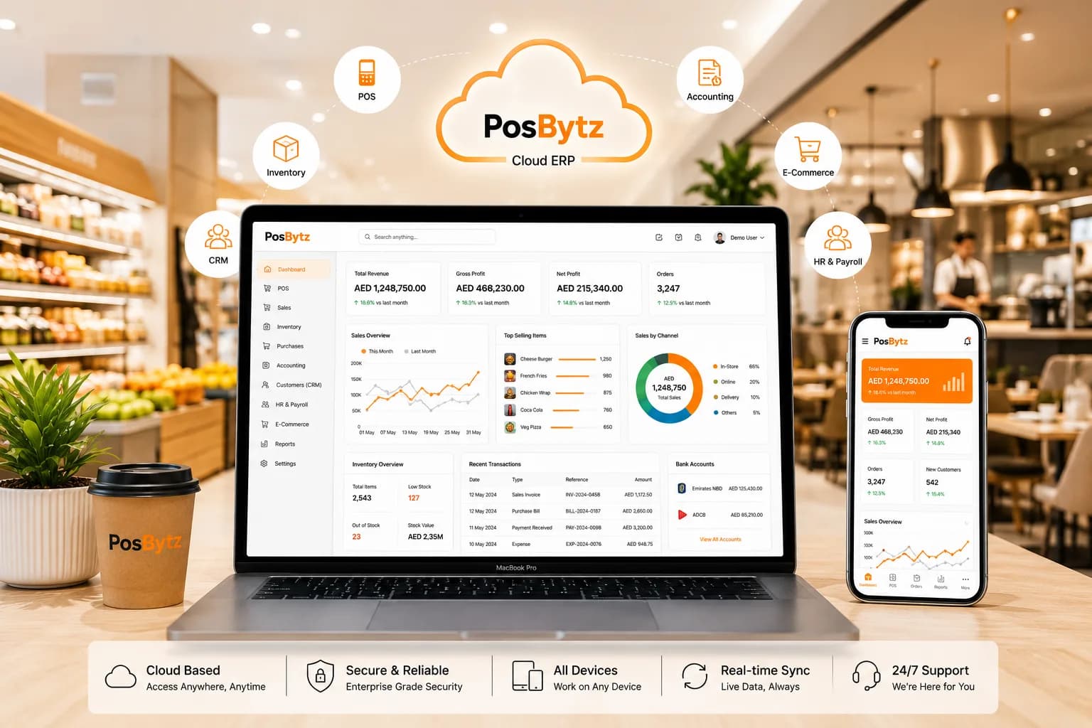 PosBytz cloud ERP, a SaaS product built by Bytize